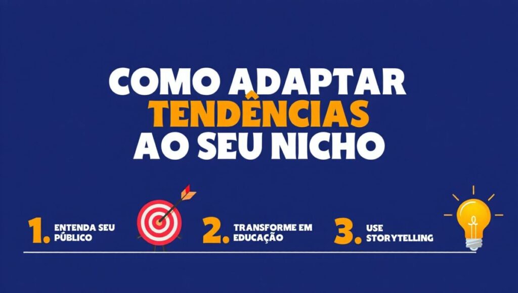 Infográfico sobre como adaptar tendências ao nicho através da edição estratégica.