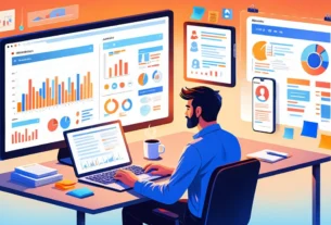 Infográfico sobre como criar um Quiz interativo para estratégias de personalização no marketing digital, mostrando análise de dados em telas.