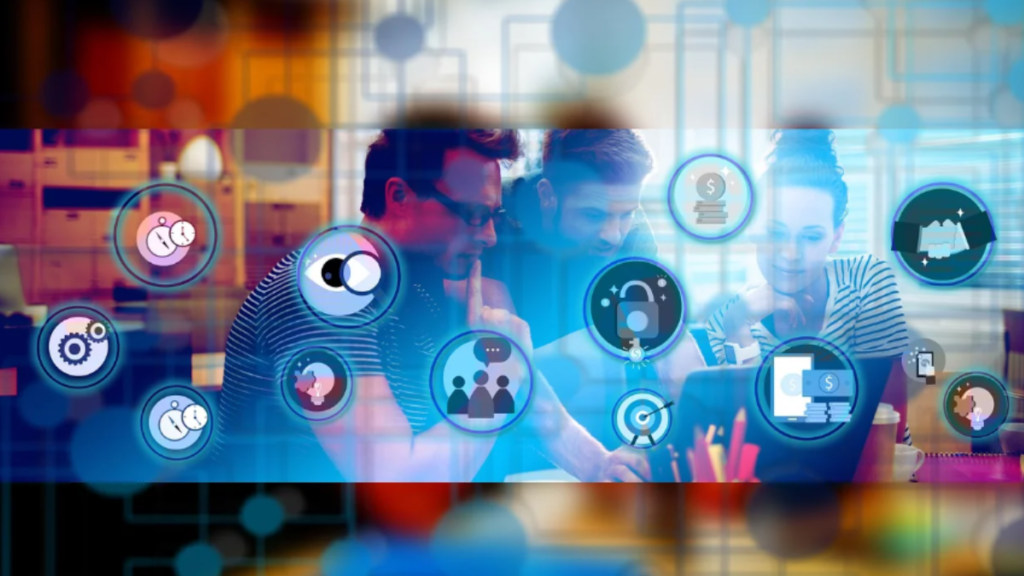 Ilustração digital com elementos de aprendizado contínuo e responsabilidade representando seção educativa