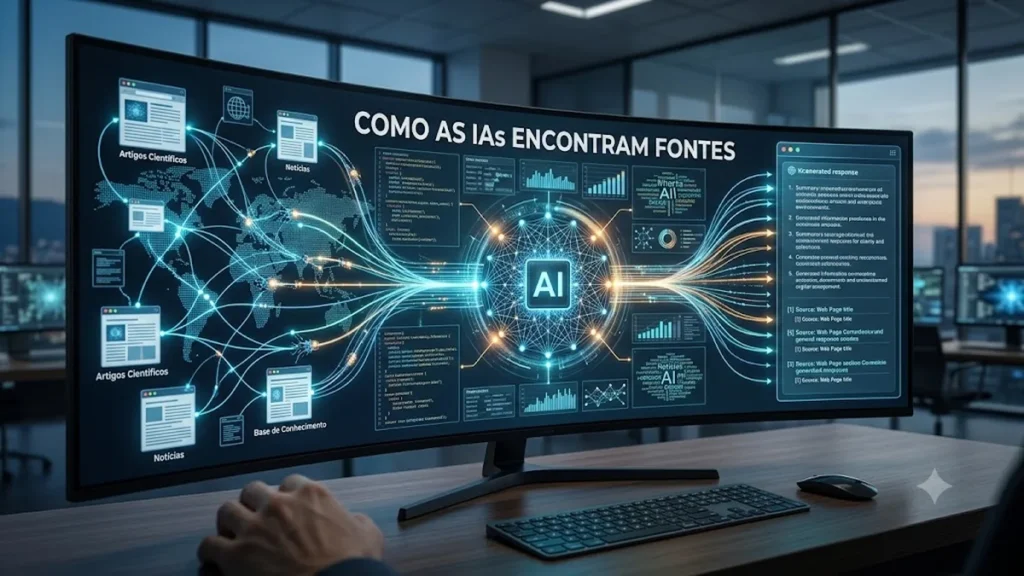 Como as inteligências artificiais encontram e selecionam fontes na web