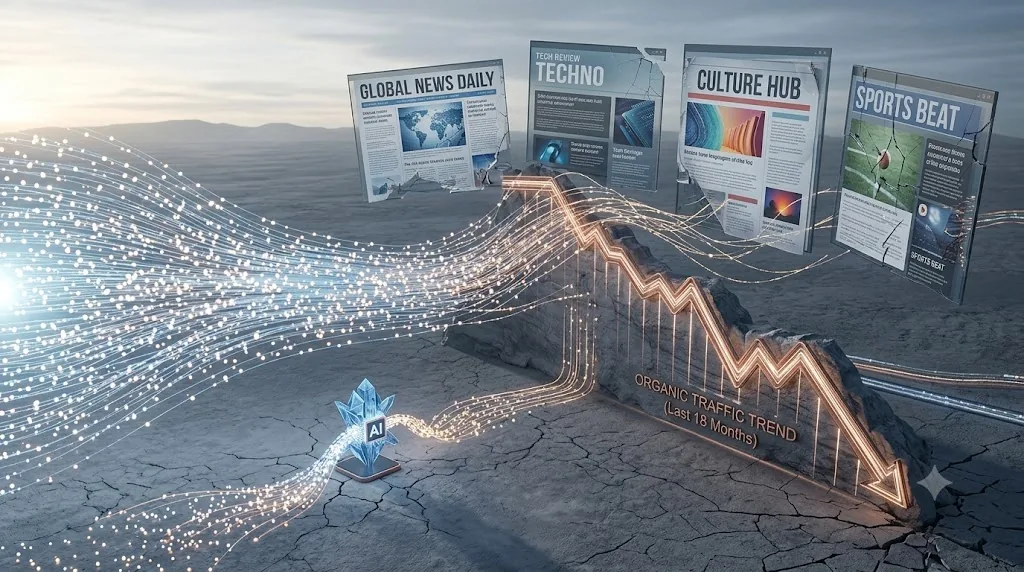Queda do tráfego orgânico de publishers com mudanças na busca e inteligência artificial