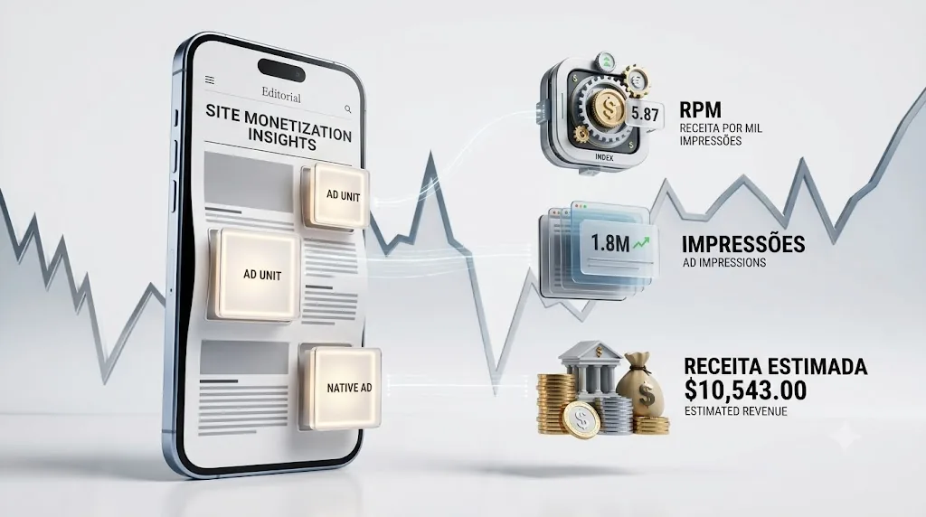 RPM, impressões e receita na monetização de sites com anúncios